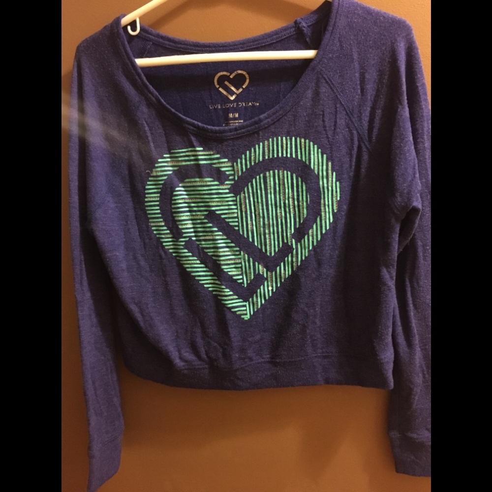 Long sleeve sequence heart shirt.